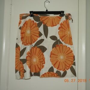Orange Floral side tie skirt